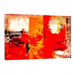 Quadro Abstrato Canvas Vermelho 95x63cm