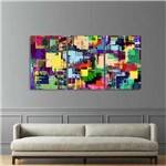 Quadro Abstrato Multicolorido Decorativo Mosaico 3 Peças
