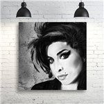 Quadro Amy Winehouse Preto e Branco 60x60 em Tecido