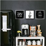Quadro com Moldura Kit 90x30 Café Coffee Cozinha Bebida 3 Peças - Decorativo Preto e Branco