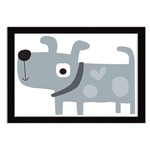 Quadro Decorativo 01 Peça Madeira e Vidro - Super Dog Desenho Cinza