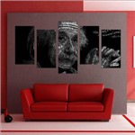 Quadro Decorativo Albert Einstein Físico Mosaico 5 Peças GG