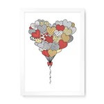 Quadro Decorativo Balões de Amor - 32,5x23cm (moldura em Laca Branca)