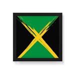 Quadro Decorativo Bandeira Jamaica - 20x20cm (moldura em Laca Preta)