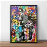 Quadro Decorativo Banksy Chaplin e o Órfão 20x30cm Preto