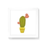 Quadro Decorativo Cactus Flor - 20x20cm (moldura em Laca Branca)