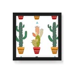 Quadro Decorativo Cactus Textura - 30x30cm (moldura em Laca Preta)