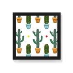 Quadro Decorativo Cactus Textura Roliço - 20x20cm (moldura em Laca Preta)