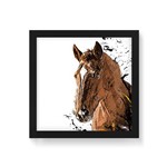 Quadro Decorativo Cavalo Desenho - 30x30cm (moldura em Laca Preta)