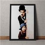 Quadro Decorativo Charles Chaplin e Menino Colorido 35x25