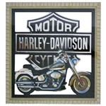 Quadro Decorativo de Madeira Vazado Harley Davidson 33x33cm