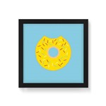 Quadro Decorativo Donut Amarelo - 30x30cm (moldura em Laca Preta)