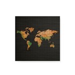 Quadro Decorativo em Madeira Mapa Mundi Terra - 30x30cm