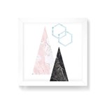 Quadro Decorativo Escandinava Triangulos Fundo Branco - 20x20cm (moldura em Laca Branca)