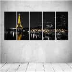 Quadro Decorativo - France Houses Rivers Marinas Paris - Composto de 5 Quadros