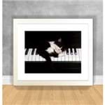Quadro Decorativo Gato no Piano Instrumentos Musicais 22 Branca