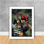 Quadro Decorativo Homem Aranha e Wolverine os Vingadores 25 Branca