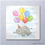Quadro Decorativo Infantil Elefantinho com Balões