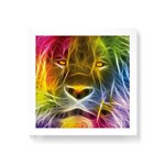 Quadro Decorativo Leão Colorido - 30x30cm (moldura em Laca Branca)