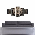 Quadro Decorativo Leão Mandala 5p 160x80