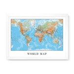 Quadro Decorativo Mapa Mundi Info - 46x32,5cm (moldura em Laca Branca)