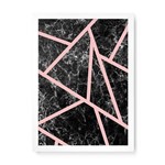Quadro Decorativo Marmore Faixas Rosas - 46x32,5cm (moldura em Laca Branca)