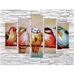 Quadro Decorativo Mosaico Pássaros Colorido 70x162