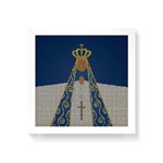 Quadro Decorativo Nossa Senhora Aparecida Mosaico - 20x20cm (moldura em Laca Branca)