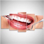 Quadro Decorativo Odontologia Mosaico 5 Peças para Consultór