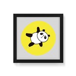 Quadro Decorativo Panda Alongamento - 20x20cm (moldura em Laca Preta)