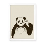 Quadro Decorativo Panda Coração - 32,5x23cm (moldura em Laca Branca)