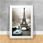 Quadro Decorativo Paris Car Blue Cidade Ref:60 Branca