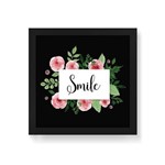 Quadro Decorativo Smile Flores - 20x20cm (moldura em Laca Preta)