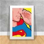 Quadro Decorativo Super Man Coçando Nariz Vida Secreta dos Super Heróis 10 Branca