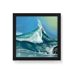 Quadro Decorativo Surf Onda - 20x20cm (moldura em Laca Preta)