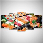 Quadro Decorativo Sushi para Restaurantea Mosaico 5 Peças
