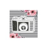 Quadro Decorativo Tipo Placa Câmera Flores - 20x20cm