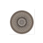 Quadro Decorativo Tipo Placa Mandala Marron Central Fundo Branco - 30x30cm