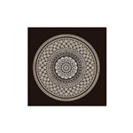 Quadro Decorativo Tipo Placa Mandala Marron Central Fundo Preto - 20x20cm