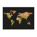 Quadro Decorativo Tipo Placa Mapa Mundi Terra - 46x32,5cm