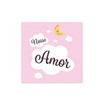 Quadro Decorativo Tipo Placa Nosso Amor Fundo Rosa - 30x30cm