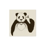 Quadro Decorativo Tipo Placa Panda Coração - 30x30cm