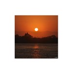 Quadro Decorativo Tipo Placa Pôr do Sol no Rio Mampituba - 20x20cm