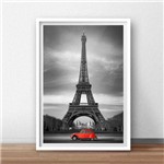 Quadro Decorativo Torre Eifel Taxi Vermelho 30x40cm Branco