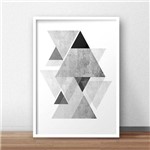 Quadro Decorativo Triângulos Verticais Cinzas 30x40cm Branco