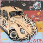Quadro Ferro Fusca Herbie Love 40x40x9cm - Oldway
