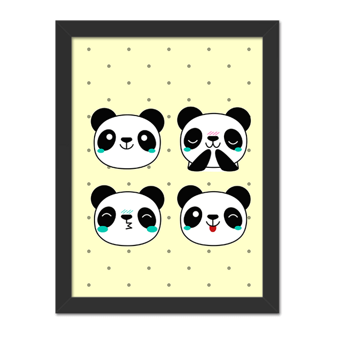 Quadro Filhote de Panda Moldura Preta Lisa - 30X20cm-sv