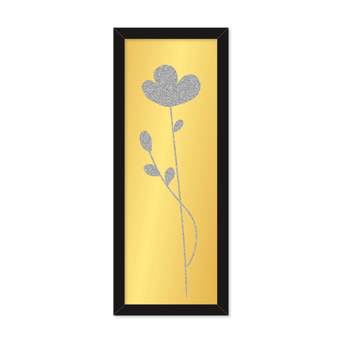 Quadro Flor Moldura Preta Lisa - 40X15cm - Sv