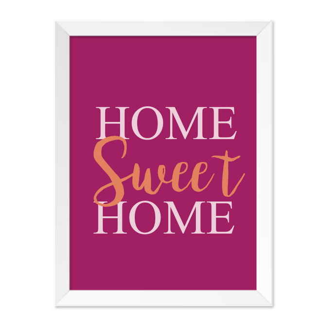 Quadro Home Sweet Home Moldura Branca Lisa -30x20cm-sv