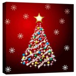 Quadro Impressão Digital Árvore Natal Vermelho 30x30cm Uniart